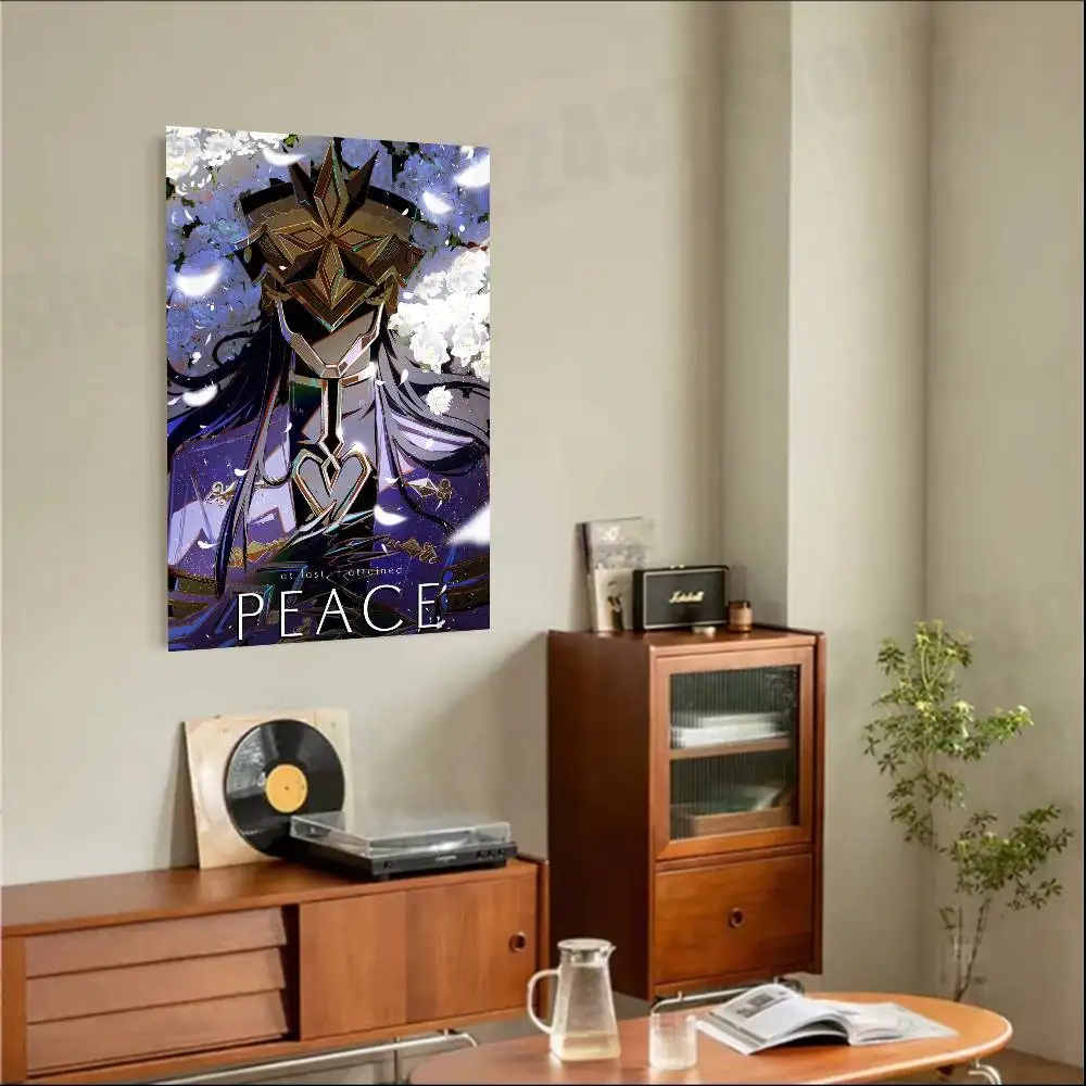 Villain Capitano Game G-Genshin Vintage Retro Poster Sticker Classic Art Painting for Home Bedroom Cafe Office Wall Decor