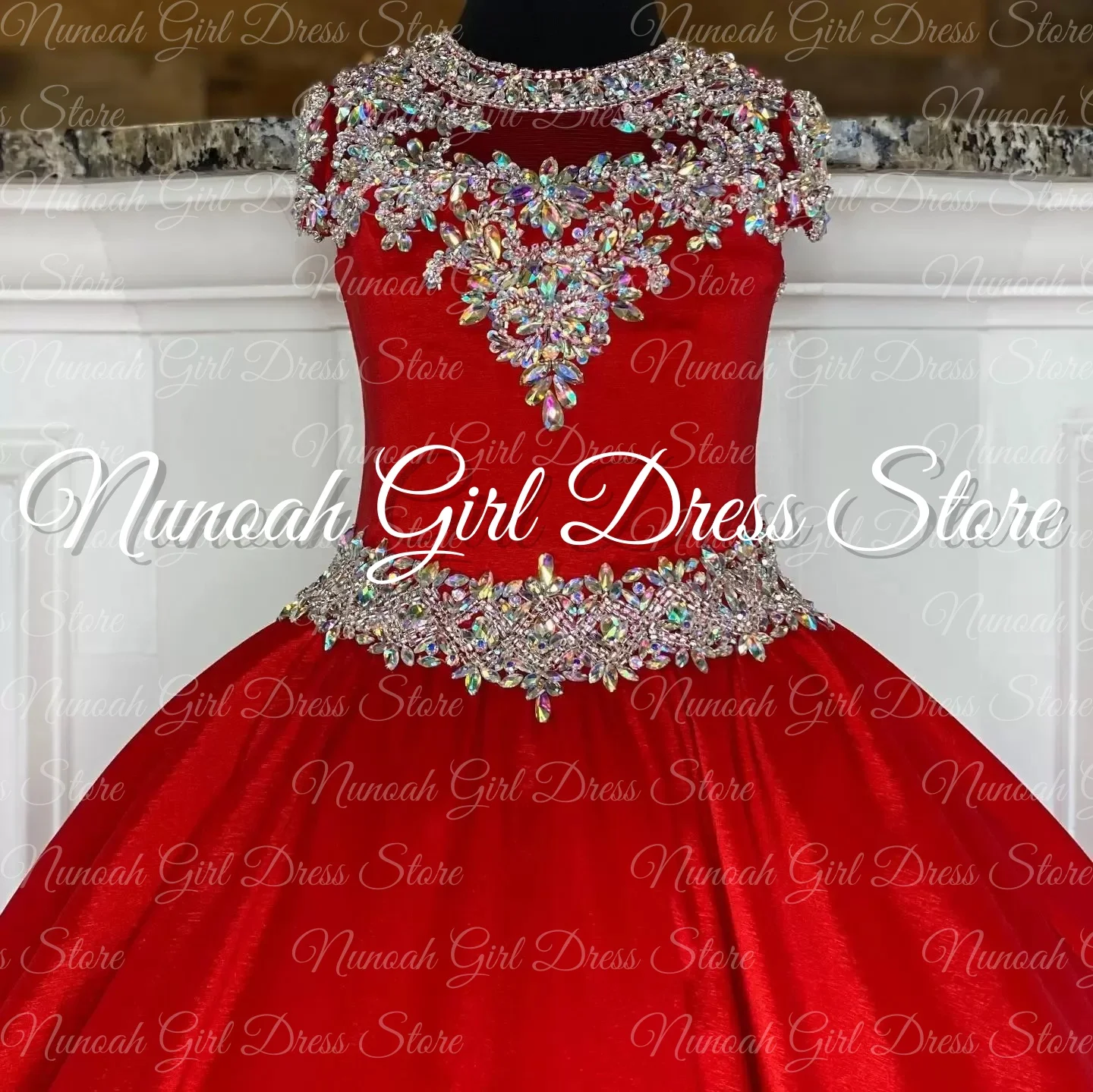 

Красные атласные платья с цветочным узором для девочек на свадьбу, платье без рукавов с кристаллами для девочек для фотосессии, платья для первого причастия по индивидуальному заказу