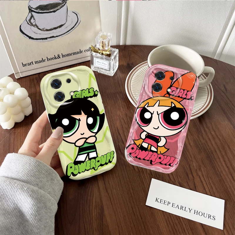 P-Powerpuff Girls Wave Phone Case For Redmi Note 13 12 11 Pro Plus 5G Note 13 12 11 10 9 Pro 12C 10A 9C Protective Phone Covers