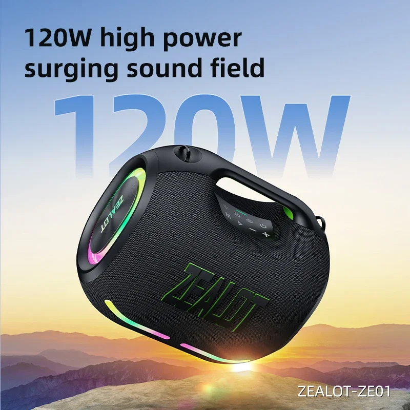 ZEALOT-ZE01 120W Big Power Wireless TWS Subwoofer Bluetooth Speaker High Volume Waterproof Portable Mobile Power HIFI Sound Qual