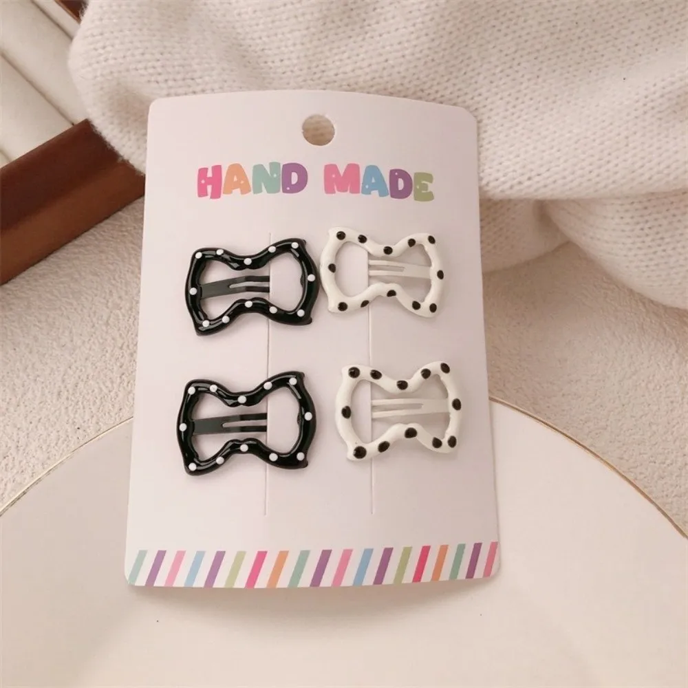 

4pcs/set Fashion Black White Dot Hair Clips Geometric Cute Hairpin Sweet Barrettes for Girls