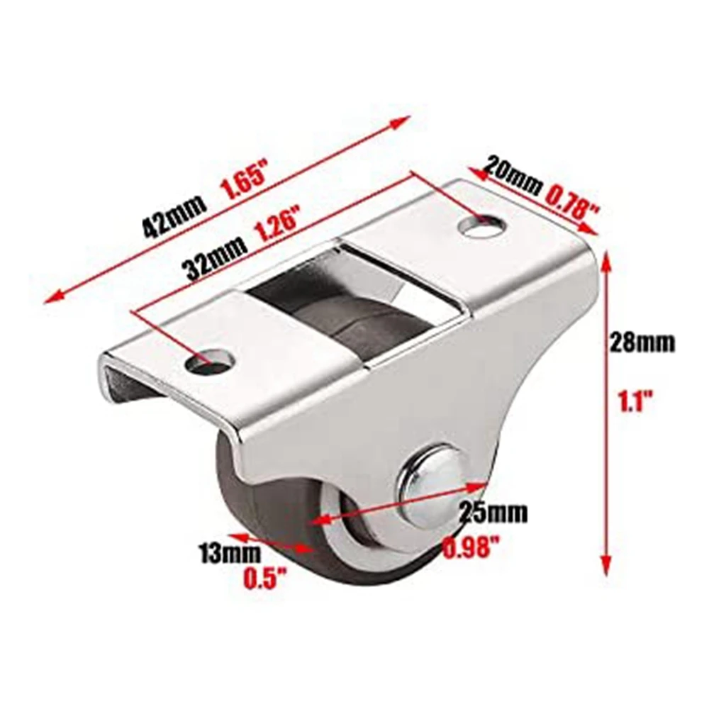 4 Pcs Mini Casters Furniture Casters Small 25mm Fixed Casters Directional Movable Casters Movable Casters for Furniture