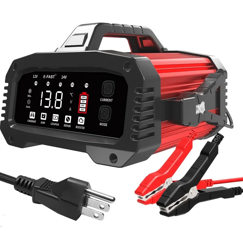 Smart 25A Car Battery Charger 12V/24V Trickle Maintainer for Auto Boat RV Truck