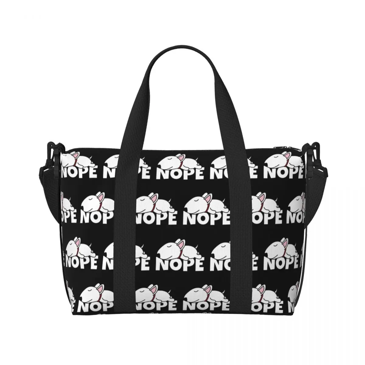 Custom Nope Bull Terrier สุนัข Lazy Beach Tote กระเป๋าสําหรับผู้หญิงสัตว์เลี้ยงช่องใหญ่ Gym Beach กระเป๋าเดินทาง