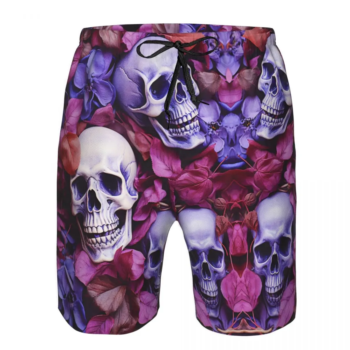 

Swimsuit Man Summer 2023 Gym Shorts Men's beach sport Human Skeleton Skull With Flowers