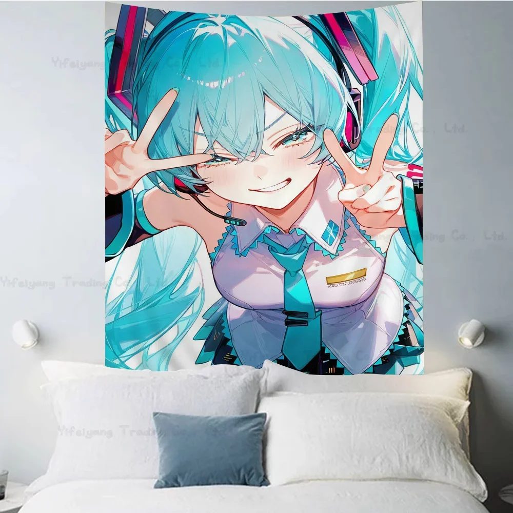 Virtual Idol H-Hatsunes M-MikU Printed Large Wall Tapestry Indian Buddha Decoration Witchcraft Bohemian Hippie Decor Blanket