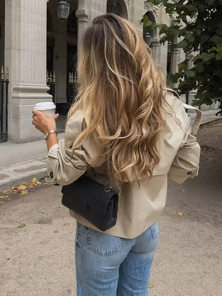 

HH Осеннее женское элегантное повседневное пальто в уличном стиле, женское шикарное двубортное пальто с лацканами и карманами, ветровка Mujer