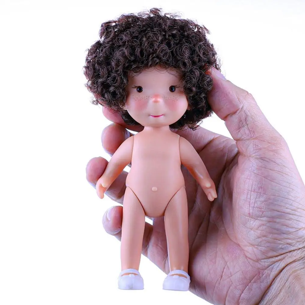 14cm Mini Süßkartoffel-Puppe aus Vinylmaterial mit 3D-Simulation-Augen, Niedliches Heimspielzeug zum Ankleiden, Dunkelhäutige Mia Kartoffel-Puppen, Bewegliche Figur