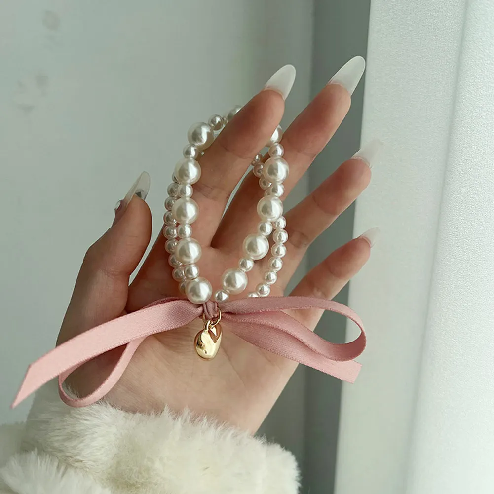 Luxury Big Elegant White Pearl Hair Ties Beads Girls Scrunchies Rubber Bands Ponytail Holders Hair Accessories Elastic Hair Band