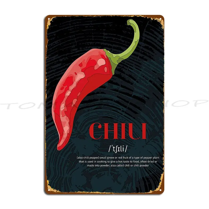 Chili And Knife Kitchen  Metal Plaque Poster Living Room Personalized Wall Decor Garage Decoration Designing  Tin Sign Poster