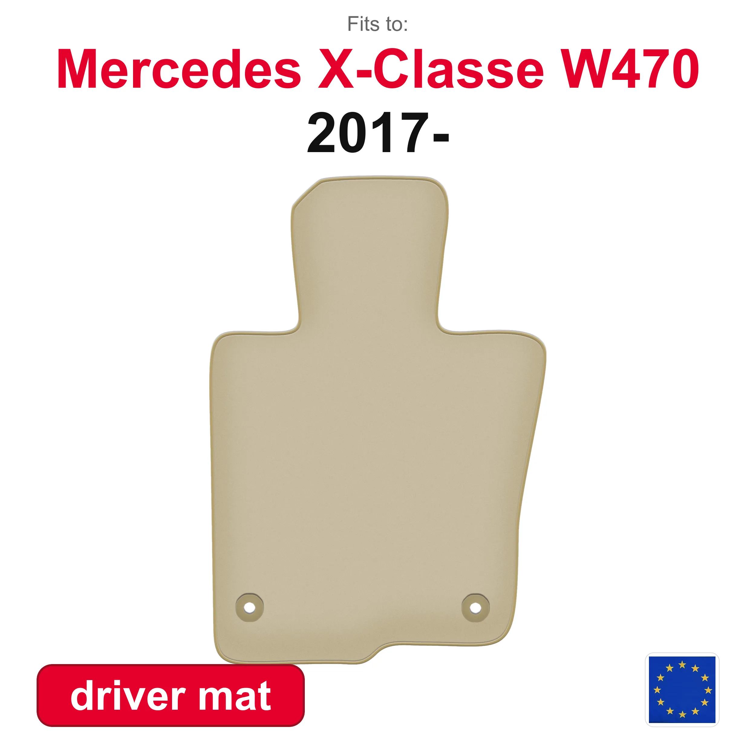PREMIUM autovloermat voor Mercedes X-Klasse W470 pick-up (2017-) -beige uitvoering (1 stuk)
