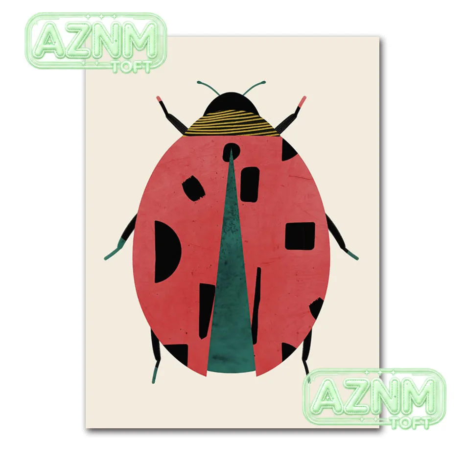 Butterfly Wall Art Ladybug Tiger Moth Beetle Feather Canvas Painting Nordic Poster Printing Wall Picture Bedroom Decoration