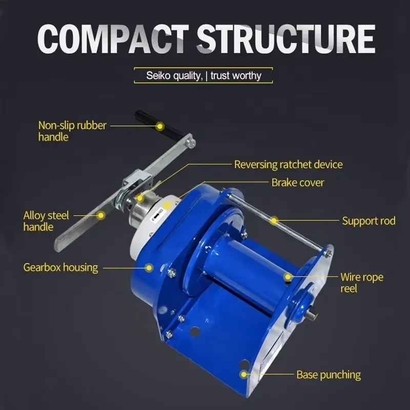 0.5-3 Ton Heavy Hand Winch with Brake for Hot Sales Metal Steel Cable, Manual Operated for Lifeboat
