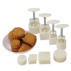 Plastic 50g 100g Mooncake Form Square/Round Mould With Moon Cake Stamp Traditional Mold Press