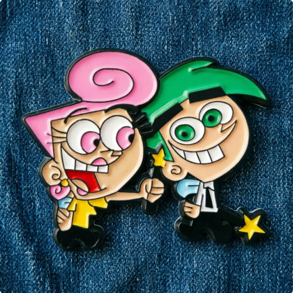 2Pcs/set Anime Characters Enamel Pins Custom Boy And Girl Brooches Lapel Badges Cartoon Jewelry Gift for Friends
