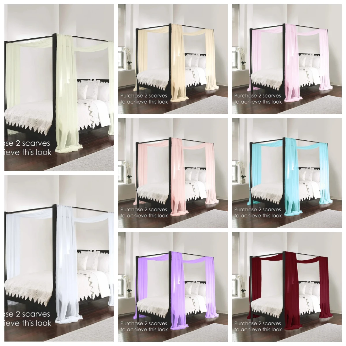 1Pcs Bed Curtain Scarf Chiffon Fabric for Draping Extra Long Window Scarf Valance for Living Room Outdoor Wedding Party Decor