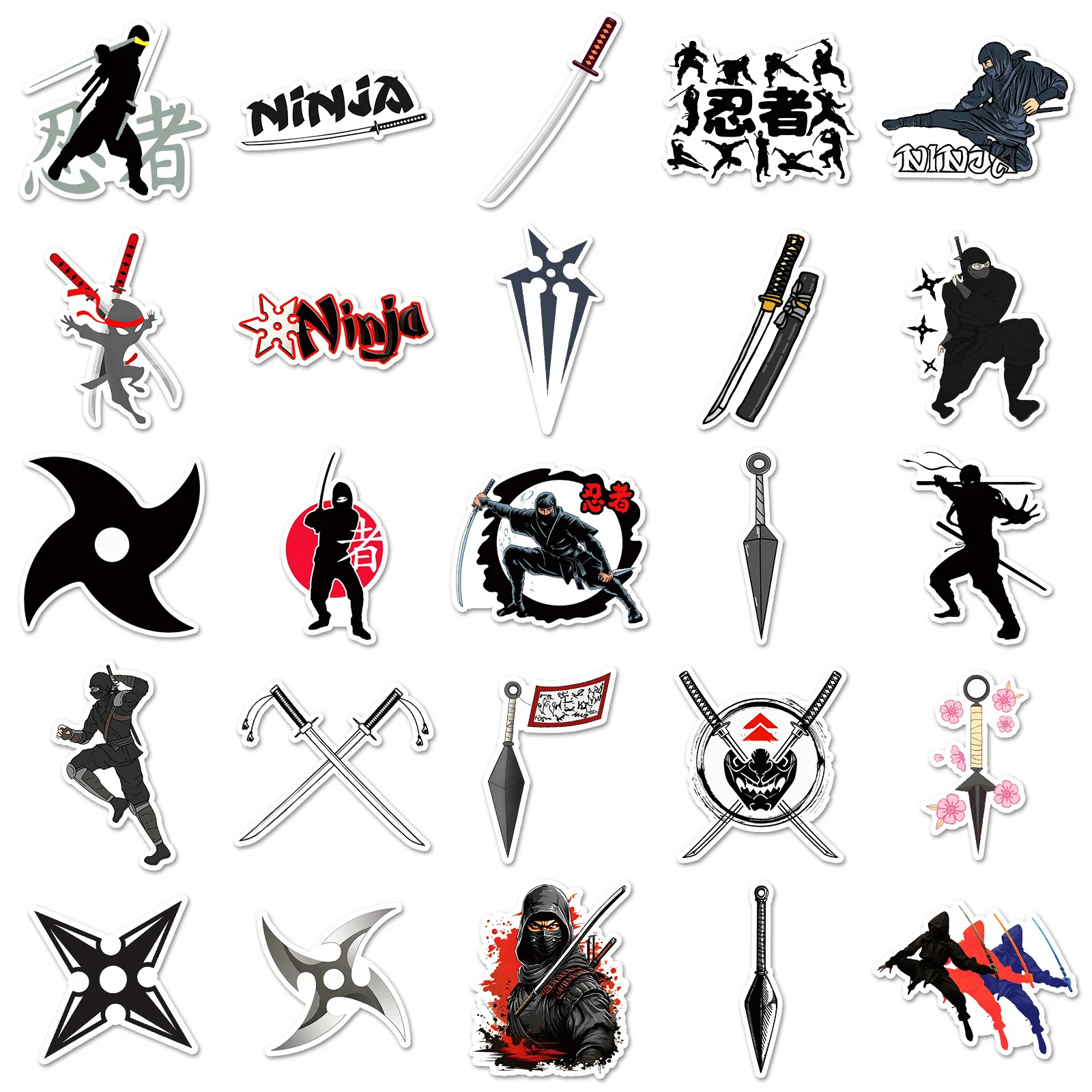 50pcs Ninja Cartoon Series Graffiti Stickers Suitable for Helmet Desktop Wall Decoration DIY Sticker Pack with Storage Box