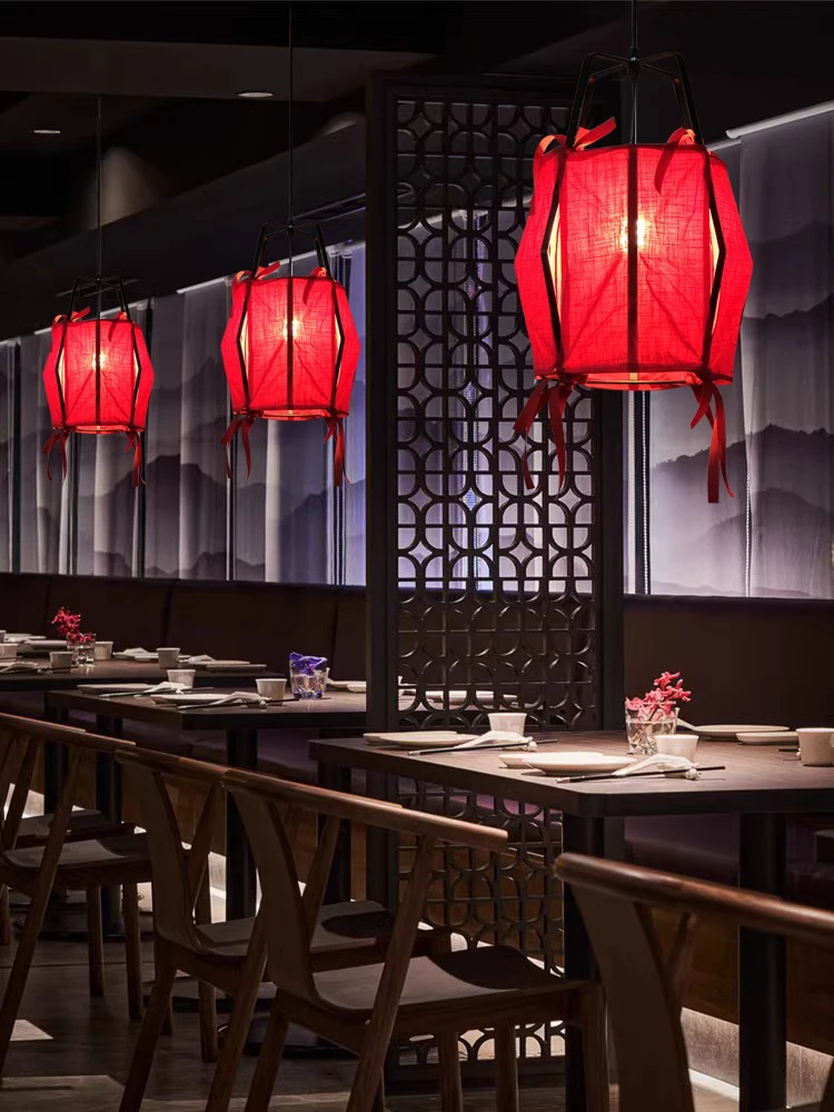 Handmade Woven Linen Craft Lantern Pendant Lamp Chinese Classical Restaurant Lighting Creative Kitchen Study Decor Hanging Lamps