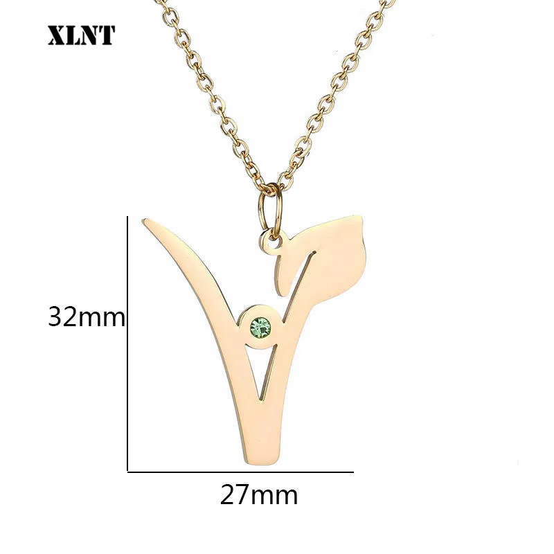 XLNT Vegan Stainless Steel Necklace Vegetarian Symbol Necklace Pendant Gift for Vegetarian Vegetarian Jewelry