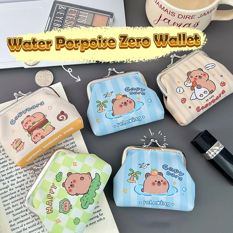 Cartoon Capybara PU Coin Purse Pouch Cute Wallet Portable Mini Storage Bag Lipstick Key Earphone Organizer For Kids Gifts