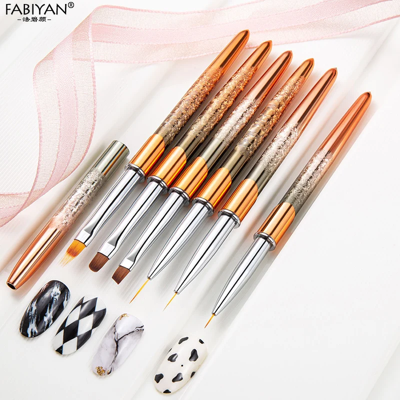 Rose gold Nail Art Liner Painting Pen Acrylic UV Gel Polish Drawing Carving Extension Brush Lines Grid Flower Manicure