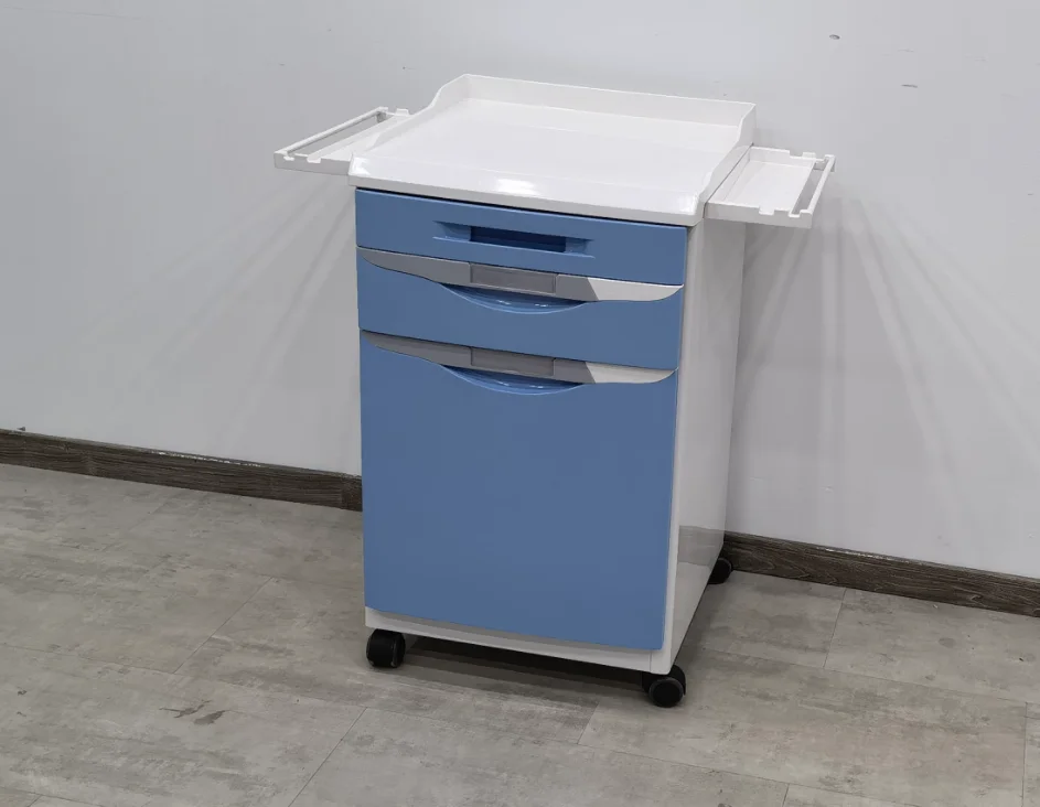 Movable Hospital Medical Bedside Cabinet for Hospital Bed ABS Storage Cabinet