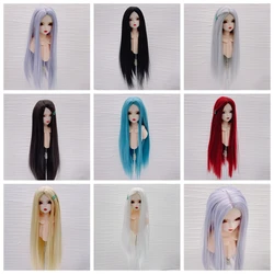 1/3 1/4 1/6  Bjd SD Doll Wig Soft Wire Long Straight Wine Red Black Hair Wig Without Bangs For BJD Doll Wig Doll Accessories