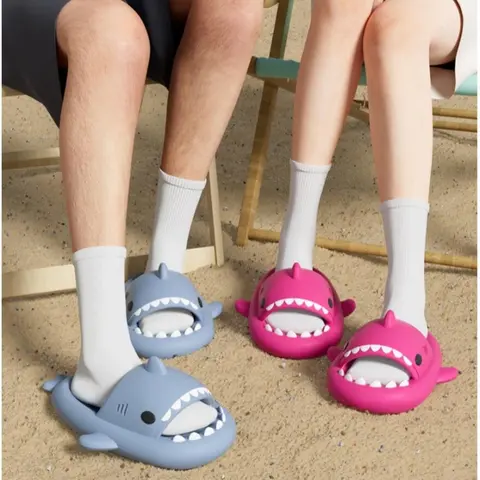 Summer Fashion Women Shark Slippers Adults Solid Color EVA Slides Men Indoor Bathroom Non-slip Sandals Couple Outdoor Flip Flops