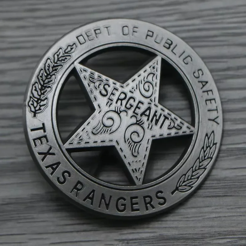 4.5cm Company A Badge with Texas Rangers Star Design Inspired By Mexican Old West Lawmen Peso and Symbolizing Tiki Lapel Pins