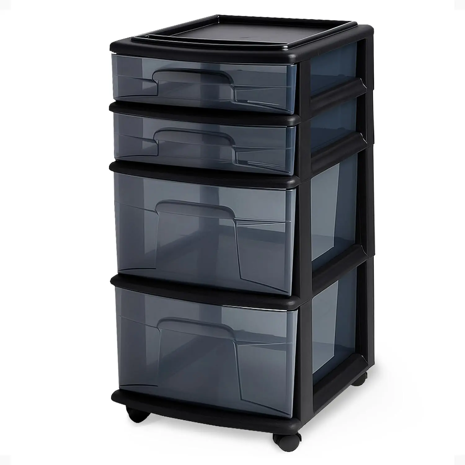 

4-Tier Clear Plastic Storage Cart with Wheels for Home, Bathroom, Bedroom, Office, and Classroom