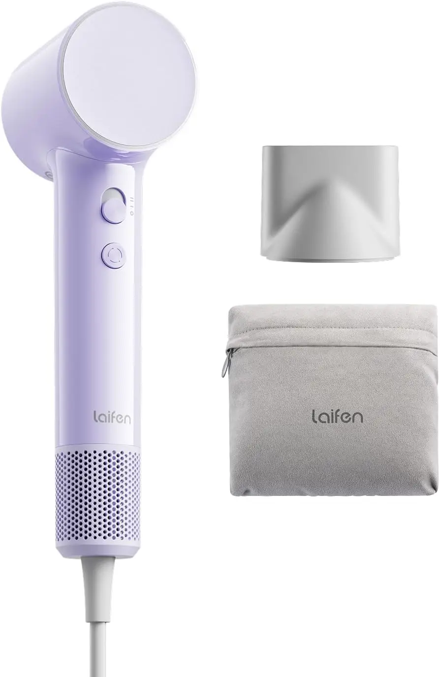 Palm Sized Travel Hair Dryer Fast Dry Ionic Purple Ultra Light 200M Negative Ions Frizz Control Heat Protection Five Modes Two A