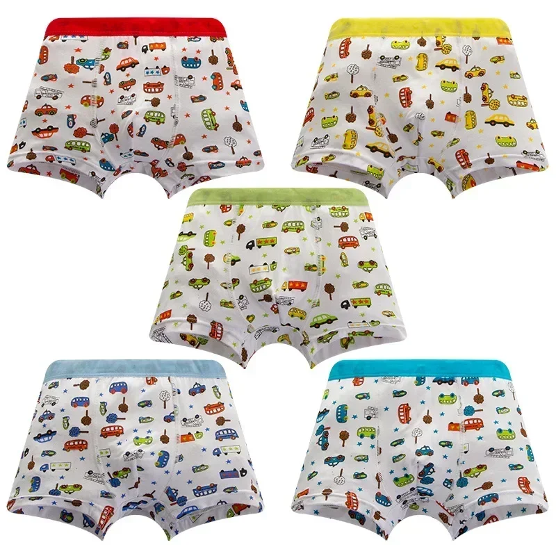 6pc/Lot Boys Modal Boxer Cartton Underpants Cute Children's Underwear Cartoon Car Short 2-10 Years