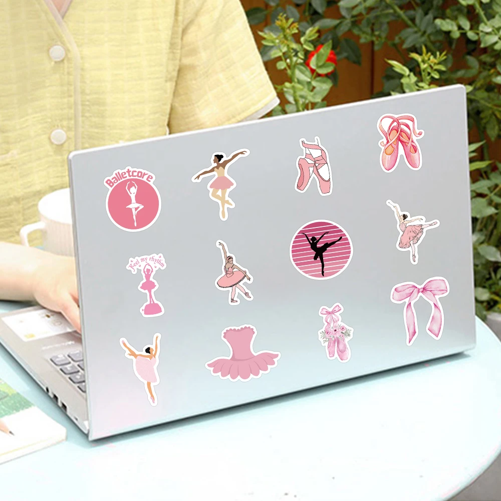 50PCS Pink Ballet Girl Club Cartoon Art Dance Sticker DIY Diary Phone Laptop Luggage Skateboard Car Decals Fun for Kid Toy Gift