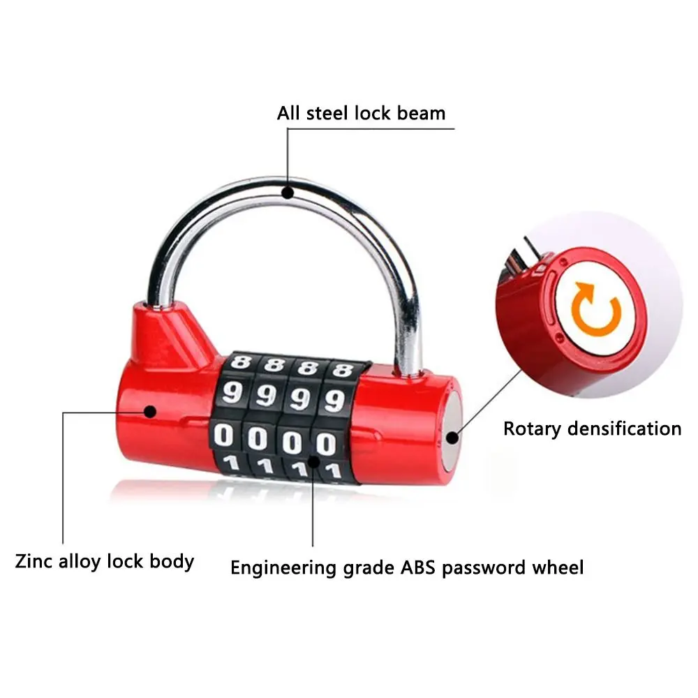 Heavy Duty 4 Dial Digit Combination Lock Weatherproof Security Padlock Outdoor Gym Safety Code Lock