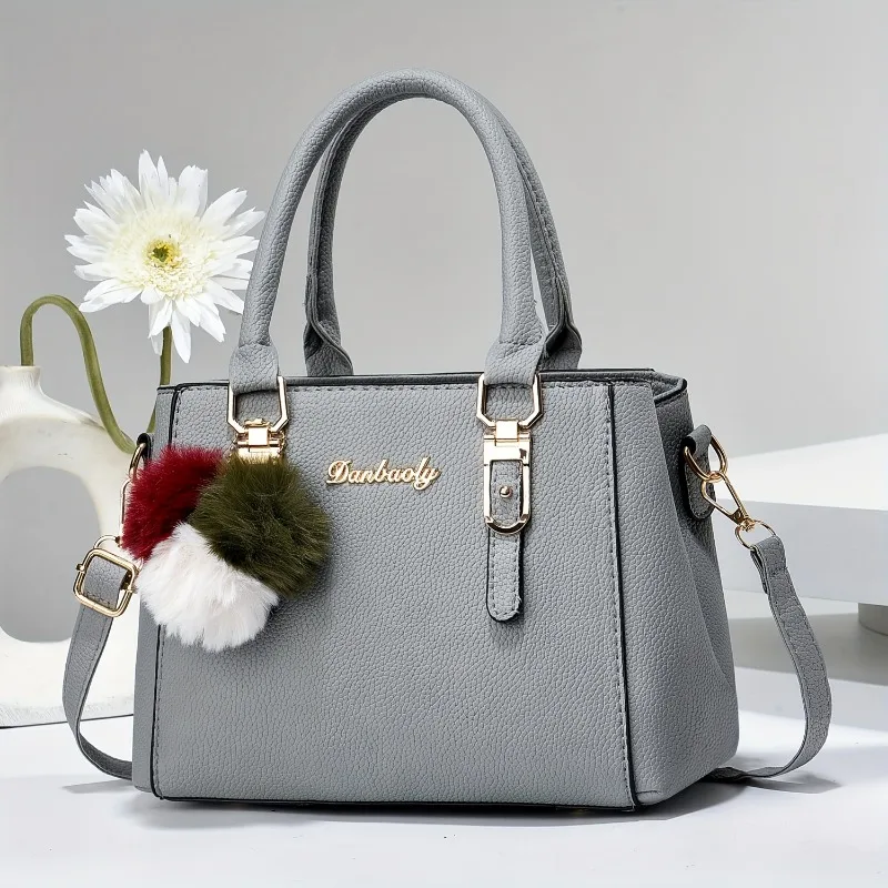 Women Fashion Letter Decor Handbag Lady Faux Leather Crossbody Bag Female Retro Top Handle Satchel Purse