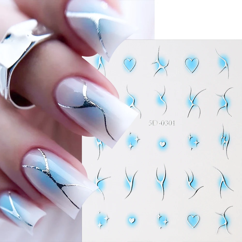 1Pc 5D Gradiente Fard Unghie artistiche Adesivi Abbronzante Linee Irregolari Della Banda Manicure Cursore 10*8 CM Autoadesiva Decorazione Del Chiodo