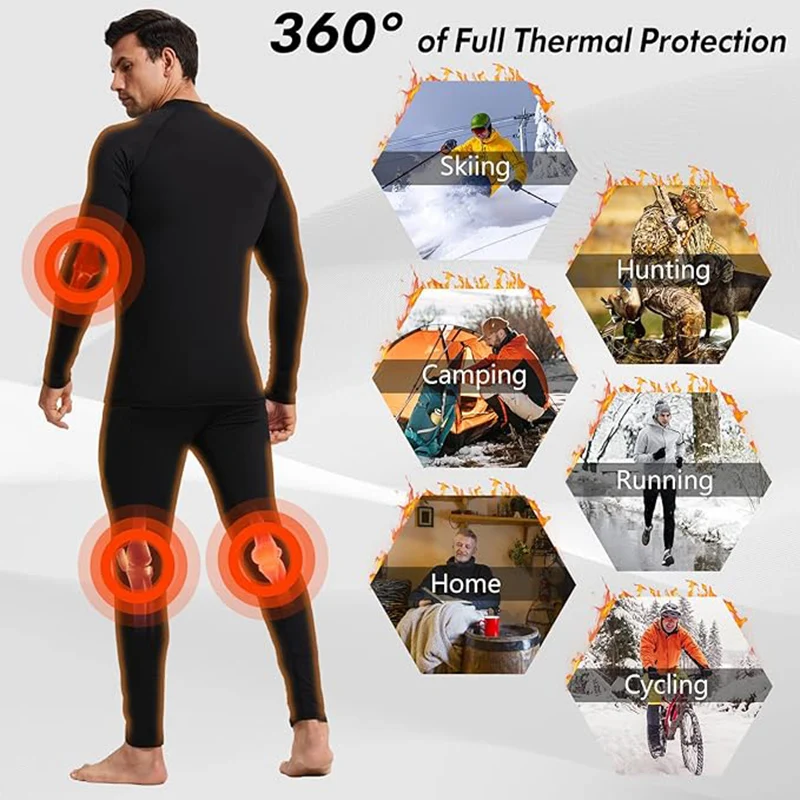 Anime Baki Hanma Graphic Thermal Underwear Set for Men Winter Warm Fleece Lined Long Johns Sweat Quick Drying Thermo Base Layer