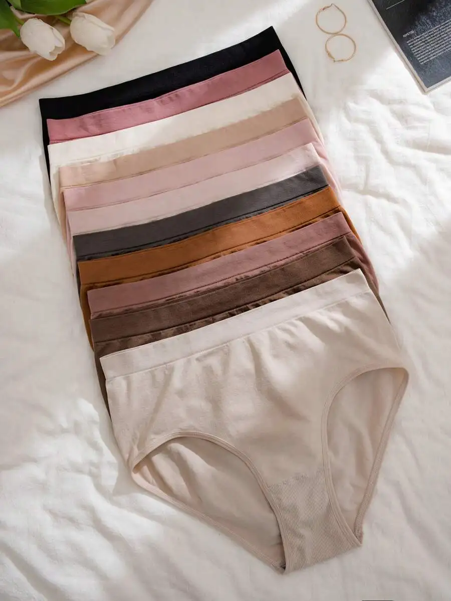 

Plus Size Solid Color Casual Womens Underwear Set 11 Pieces