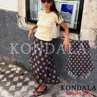 KONDALA Trendy Blue Polka Dot Skirt Women's Asymmetrical Chiffon Midi Skirt 2026 Summer Fashion Holidays Casual Date Lady Skirt - Image 2