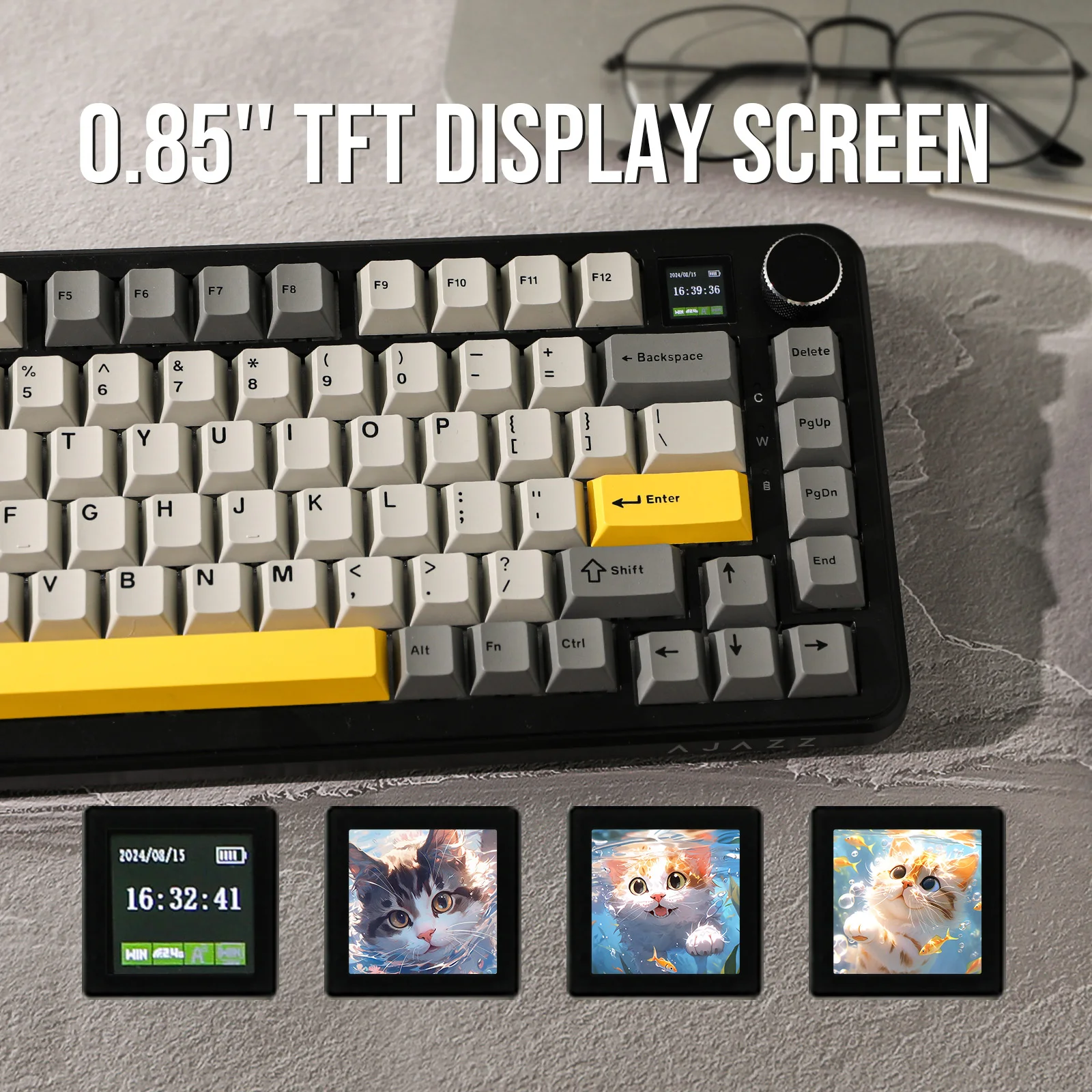 Ajazz ak820 max he 75% teclado de jogo mecânico permutável quente