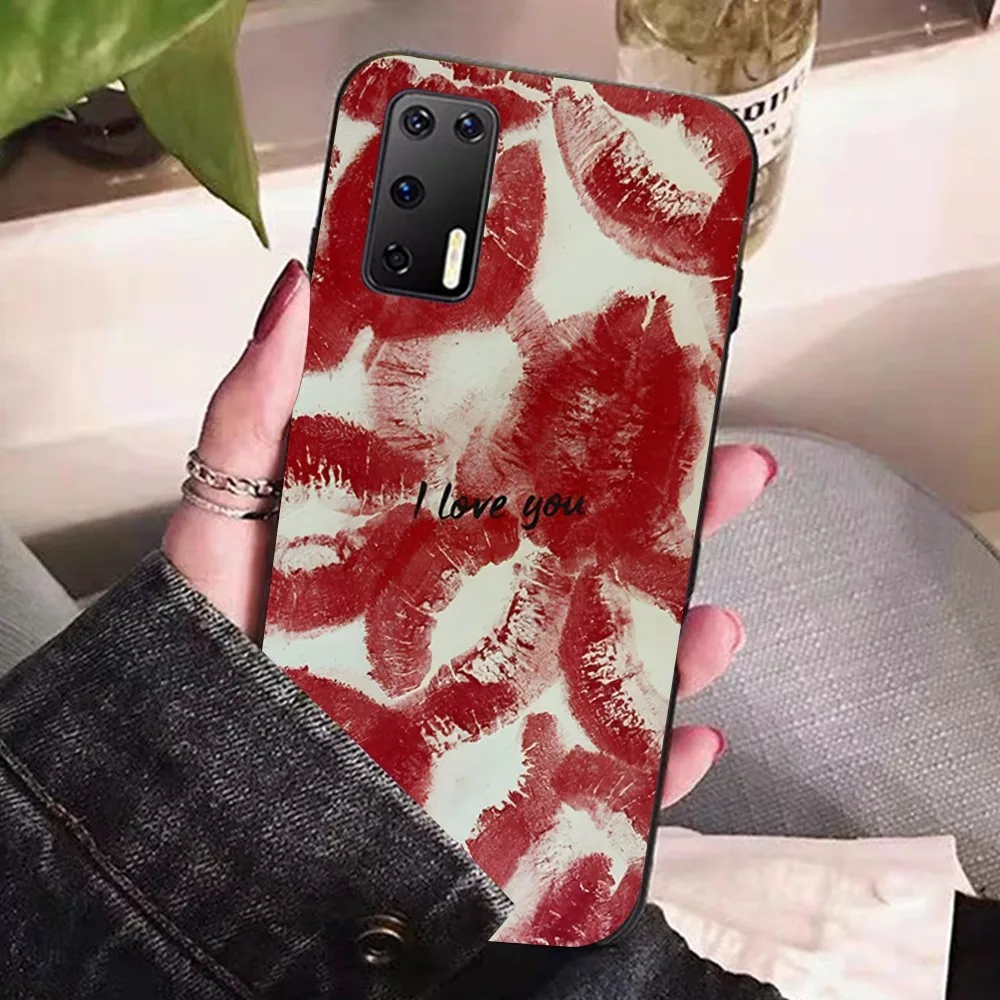 Hot Red Lip Print Phone Case For Huawei P 8 9 10 20 30 40 50 Pro Lite Psmart Honor 10 Lite 70 Mate 20lite