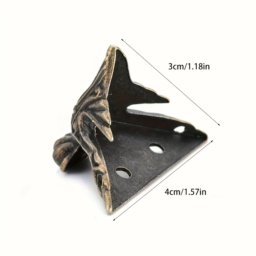 16PCS Antique Corner Protector Brass Jewelry Chest Box Wooden Case Decorative Feet Leg Metal Corner Protector Hardware Bracket