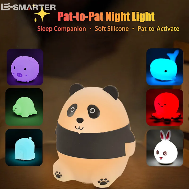 

Holiday Lighting Cute Animal Panda Rabbit Sheep Lovely Silicone Lamp Christmas Gift for Kids Rechargeable Warm Soft Lights