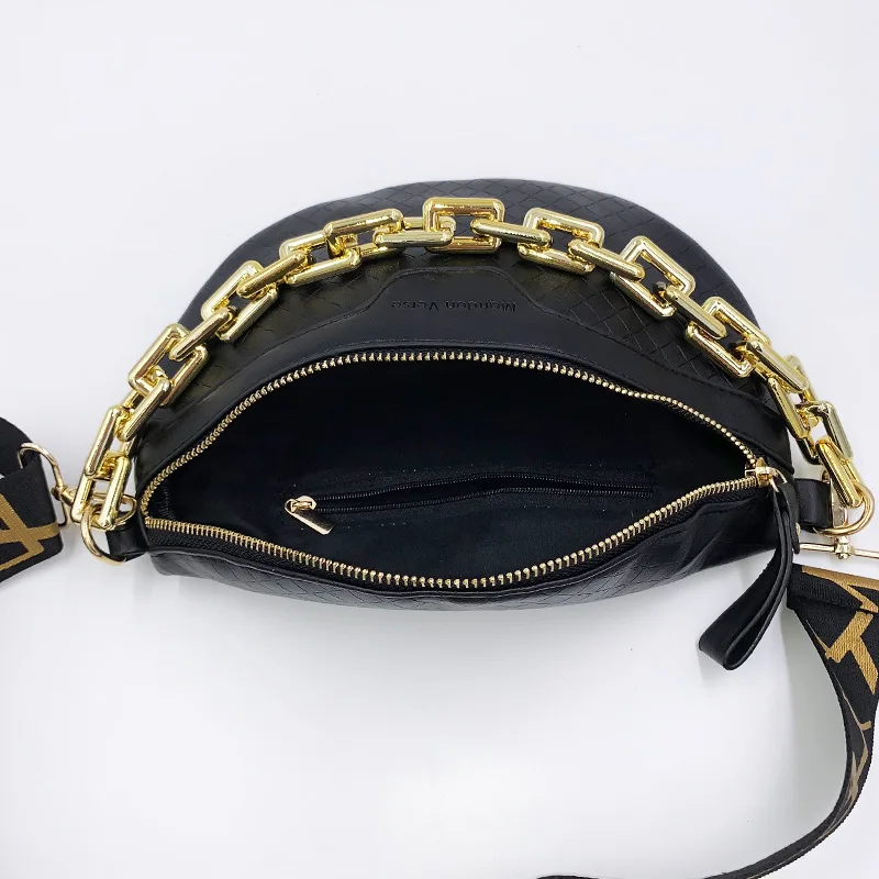 New Luxury Chain Chest Bags for Women High Quality PU Shoulder Bag Cute Purse and Handbag Brand Woven Crossbody Bag Waist Pack