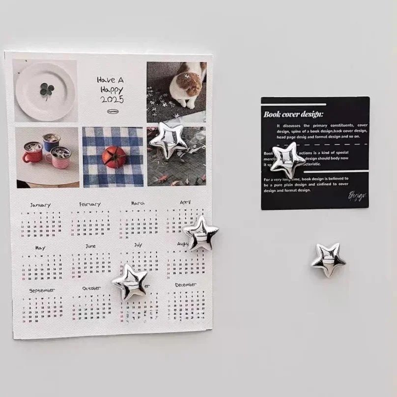 Fridge magnet with silver stars magnetic nail photo wall mounting magnetic sticker 2026 new arrival best selling product
