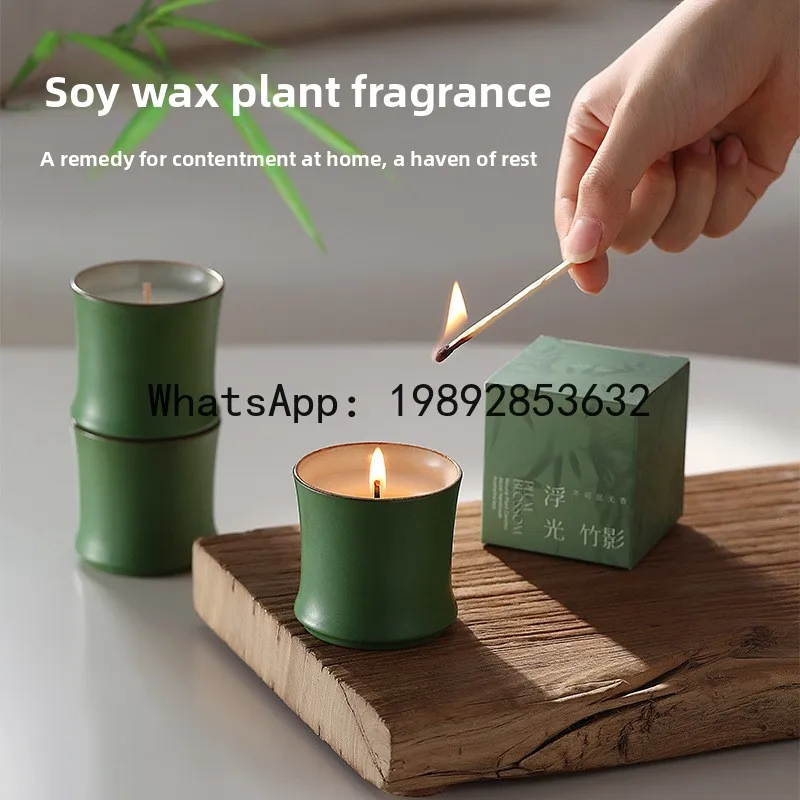 LZ scented candle gift box bamboo ceramic gift birthday souvenir decorative gift ornament wholesale view 2
