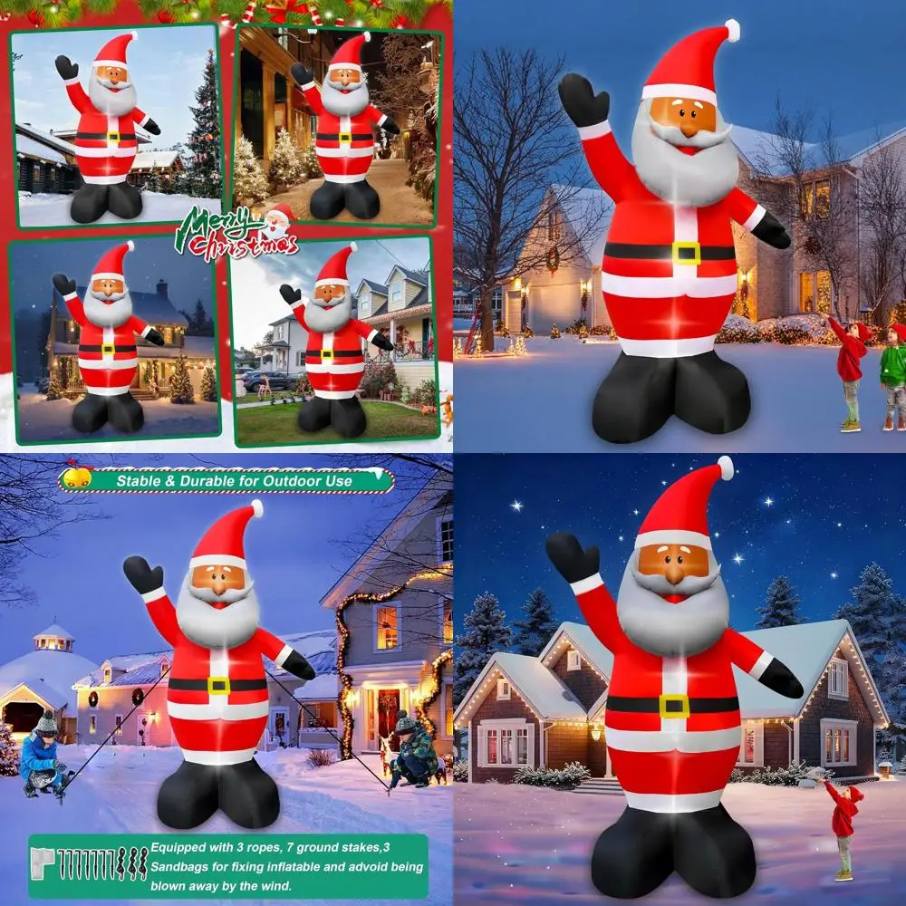 

Giant LED Lighted Inflatable Black Santa Claus Christmas Decoration, Outdoor Indoor Lawn Yard Holiday Eve Party Decor
