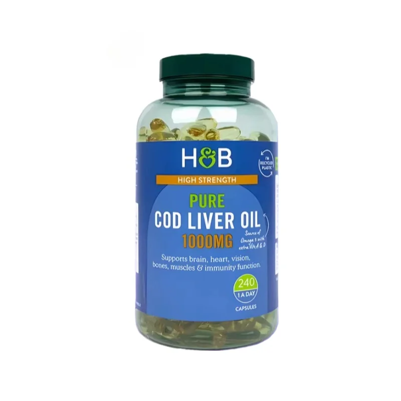Cod Liver Oil Capsules, Rich in Vitamin A, D and DHA, Help Maintain Healthy Skin, Strong Brain and Bones, and Improve Memory