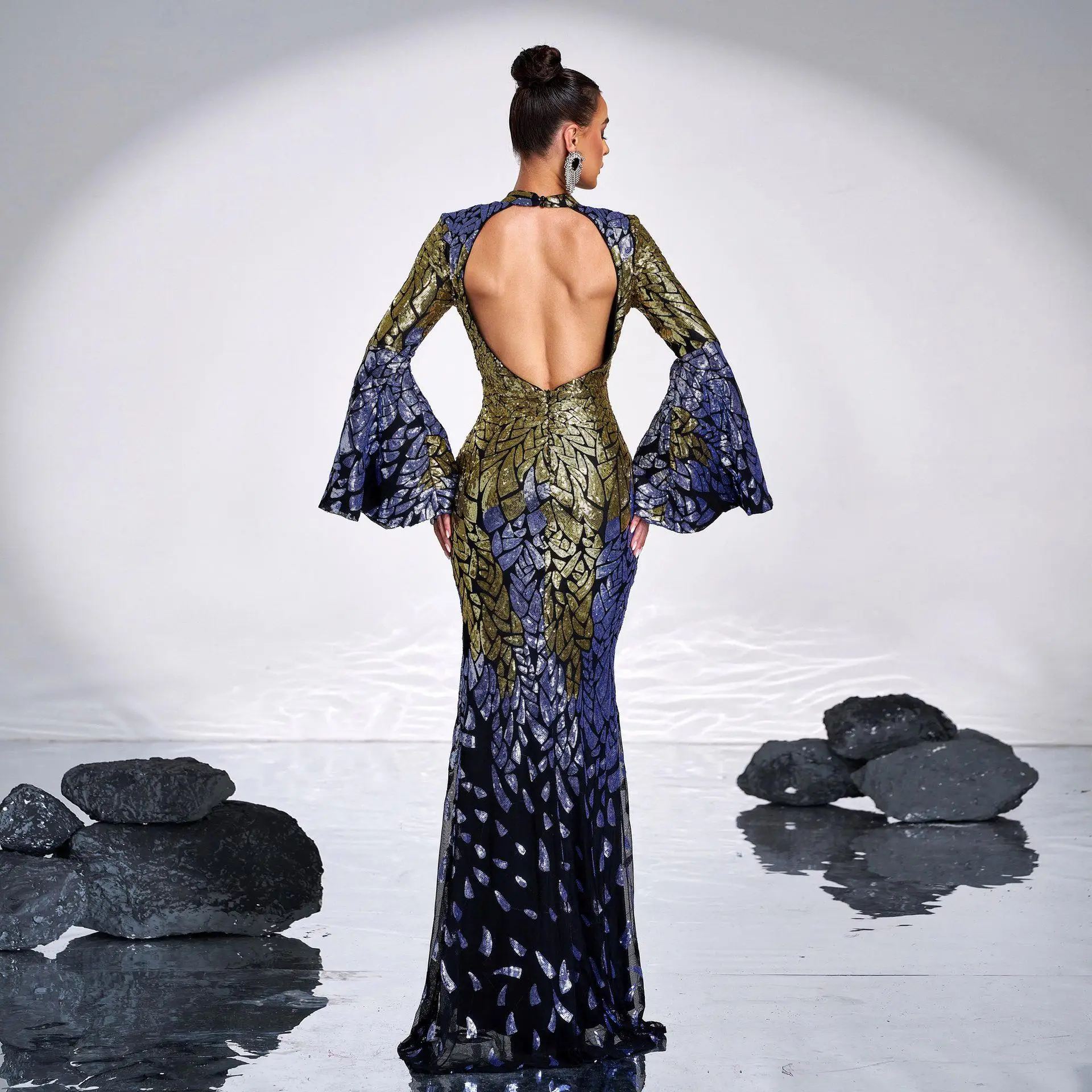 Ele Long Sve redondo Ne vestido de noche largo Fi Tail boda Dr Maidsmaid orm cintura alta bodycon Dr para mujer