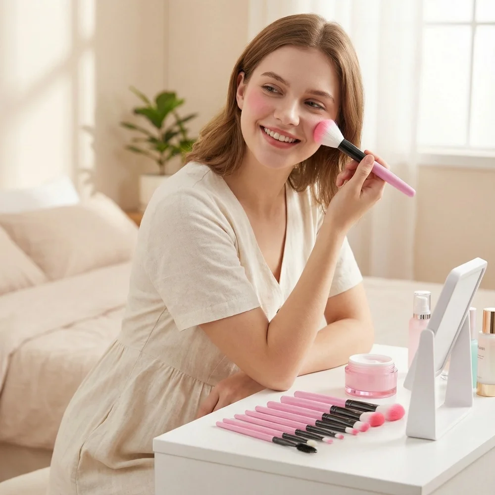 Makeup Brushes, 10pcs Travel Soft Fluffy Makeup Brush Set Cosmetics Brushes Foundation Concealer Powder Face Eye Make up Brushes